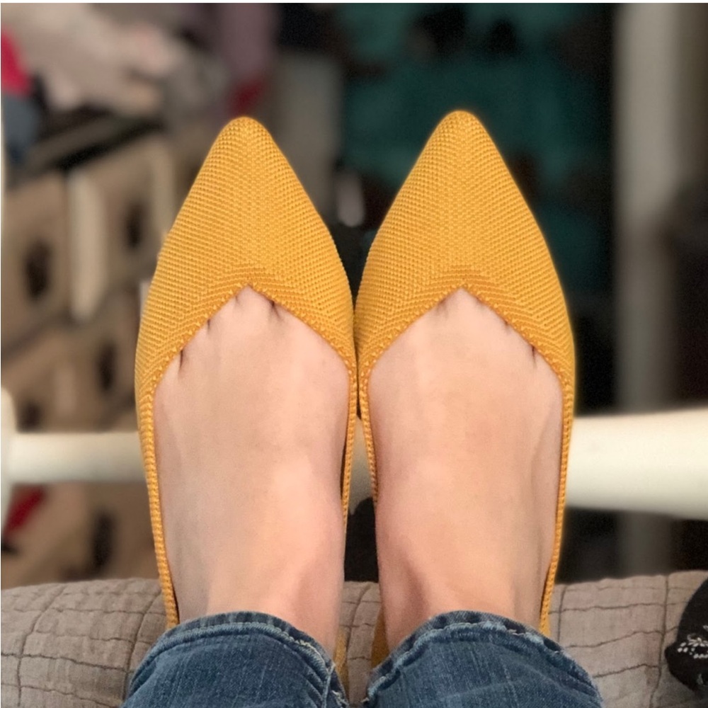 Rothy's The Point Flat Slip On Shoes in Marigold